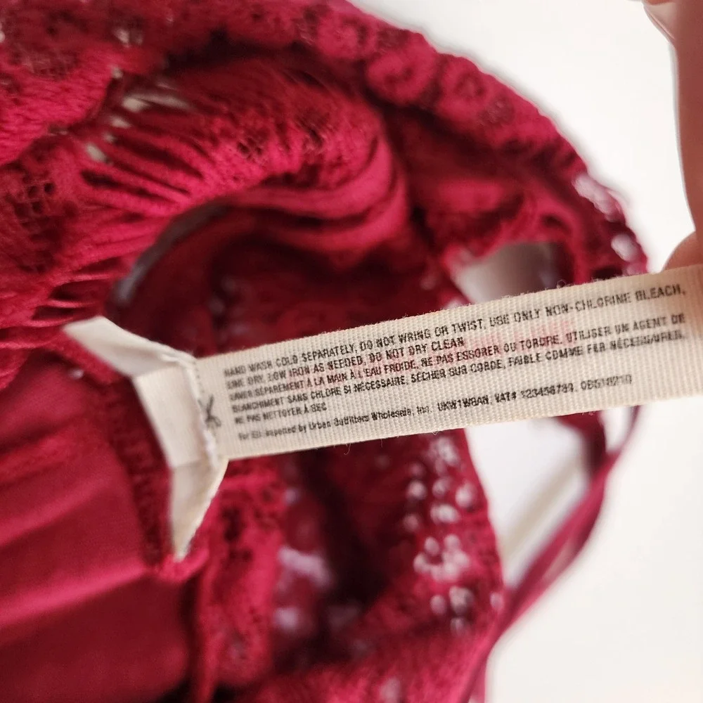 Free People Intimately Womens Lace She Got It Slip Dress Size XS Red Button Back